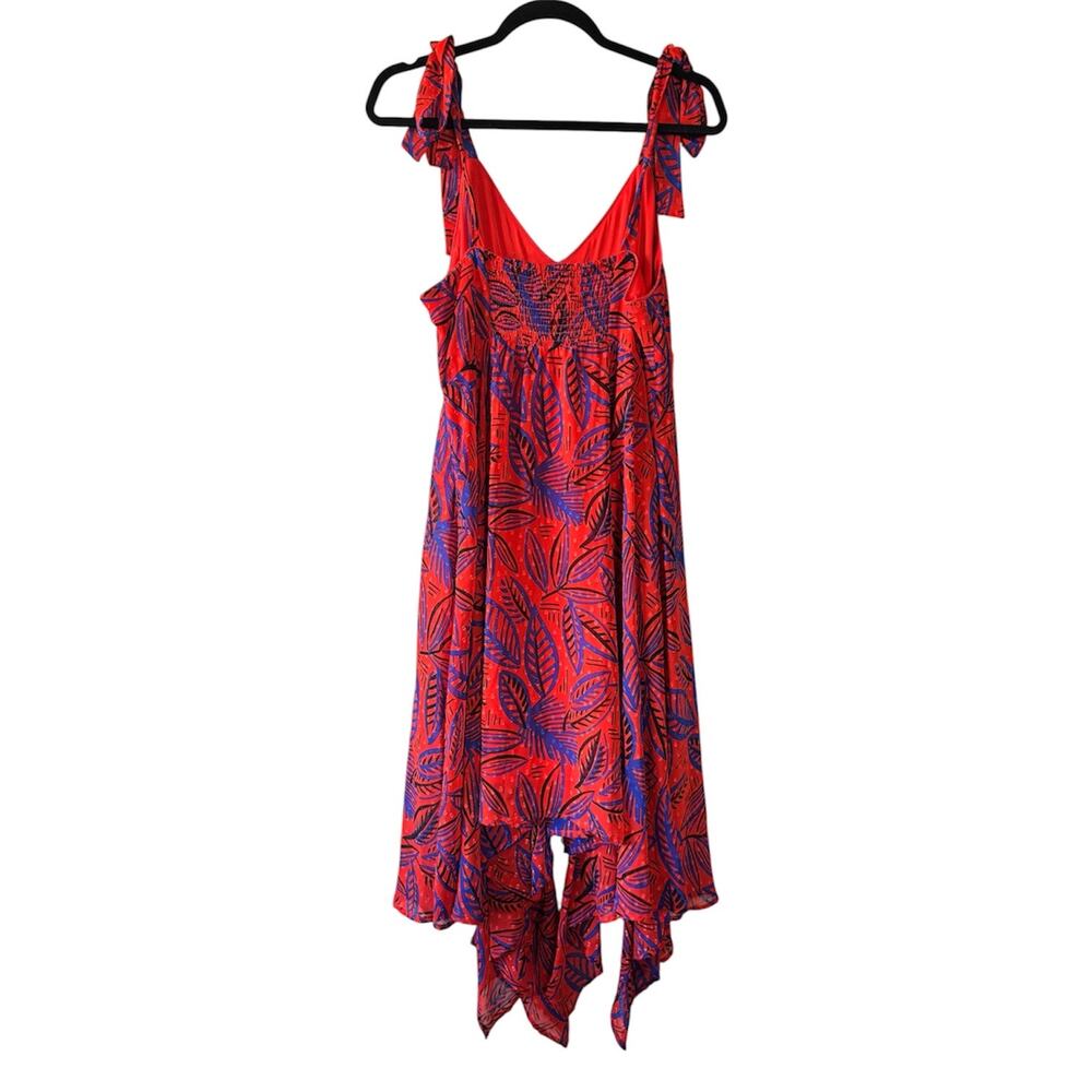 Alexis x Target Red Tropical Leaf Dress Women’s Medium NWT Asymmetrical Hem Boho - Picture 3 of 10